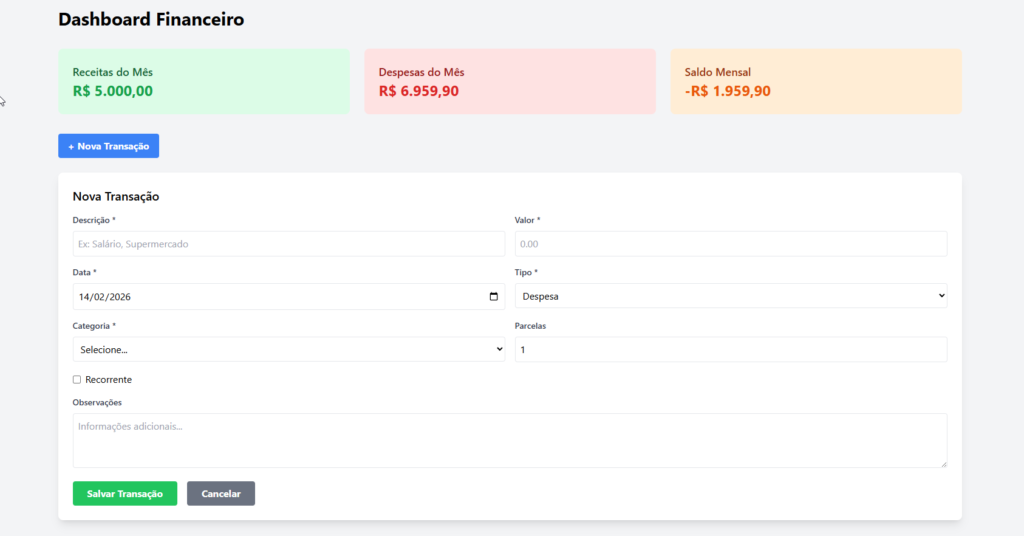 desenvolvendo-um-projeto-de-financas view cadastro de despesa